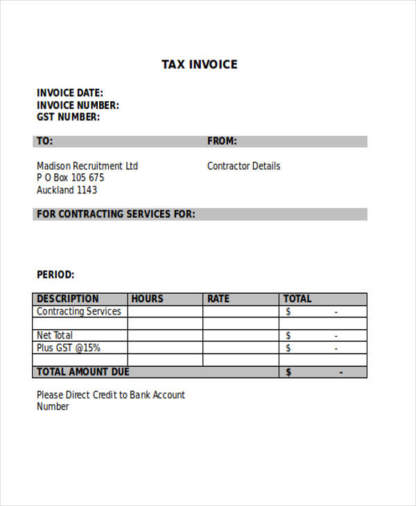 printable tax invoice form