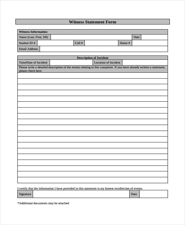 printable witness statement form