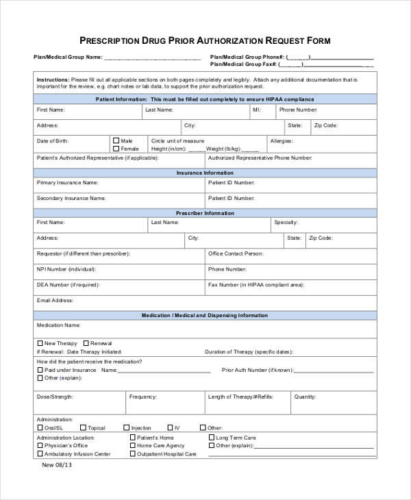 FREE 13 Prior Authorization Forms In PDF MS Word