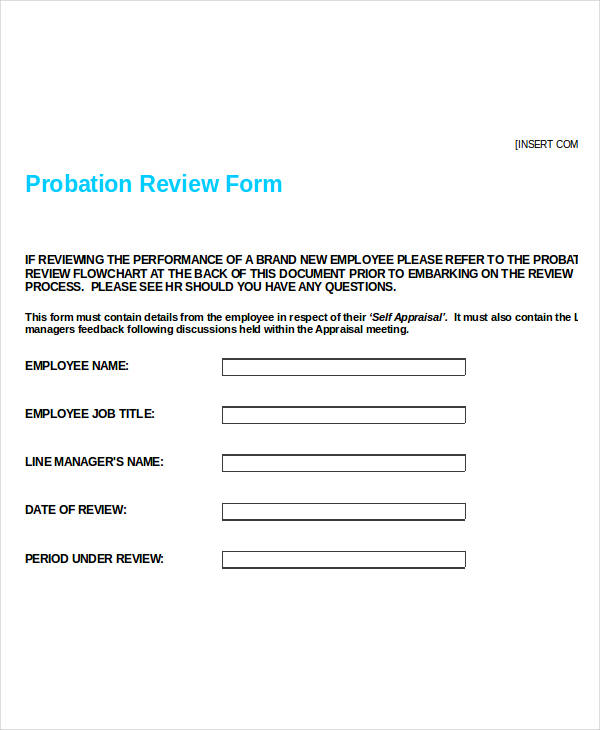 probation review form in excel