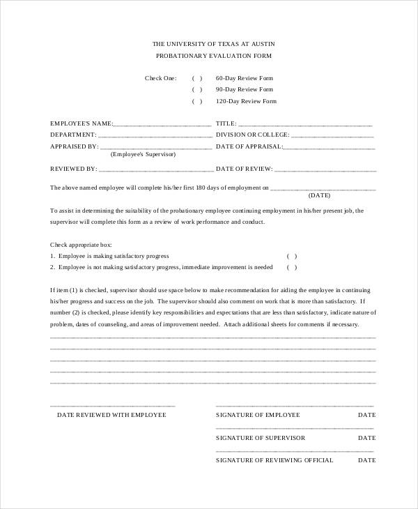 probationary employee evaluation form example1