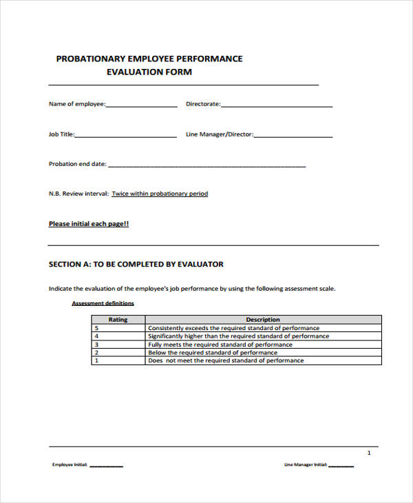 FREE 29+ Sample Employee Evaluation Forms in PDF | MS Word | Excel