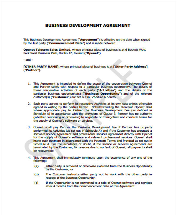 product development agreement form