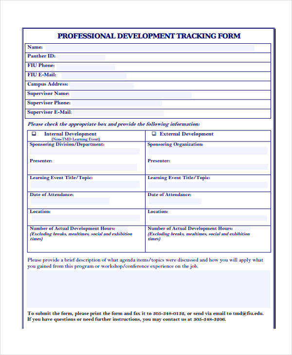 professional development tracking form