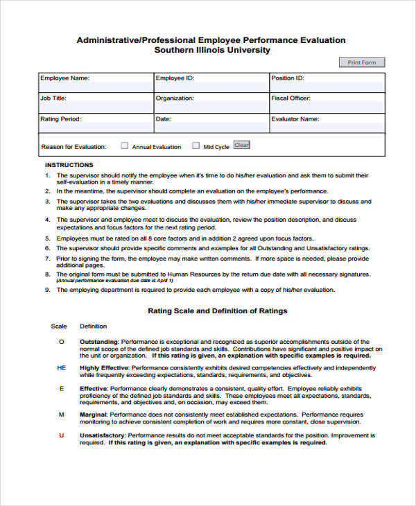 FREE 32+ Employee Evaluation Forms in PDF | MS Word | Excel