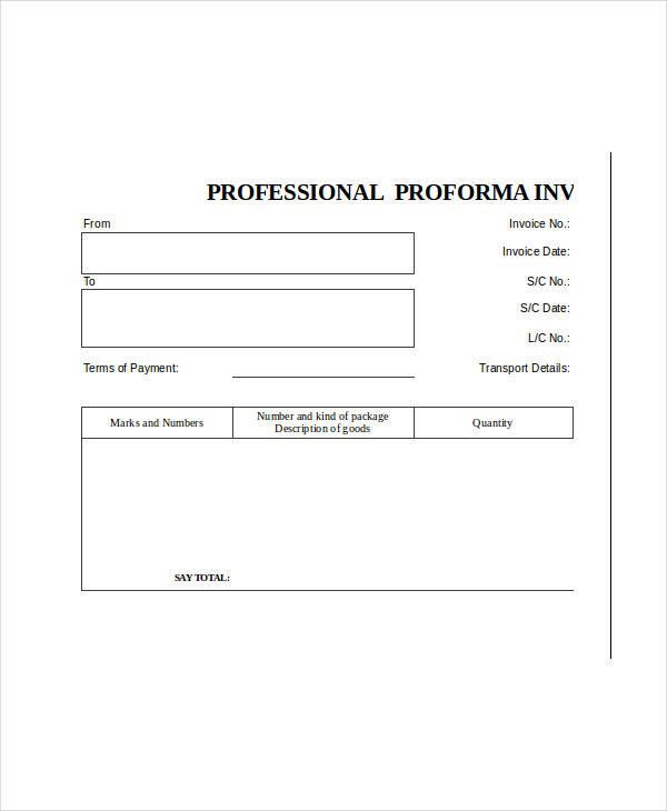 professional proforma invoice format