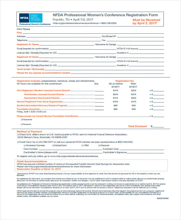 FREE 24+ Conference Registration Forms in PDF | Excel | MS Word