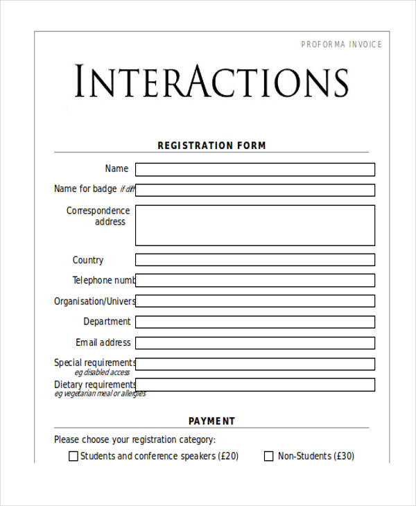 proforma invoice blank form