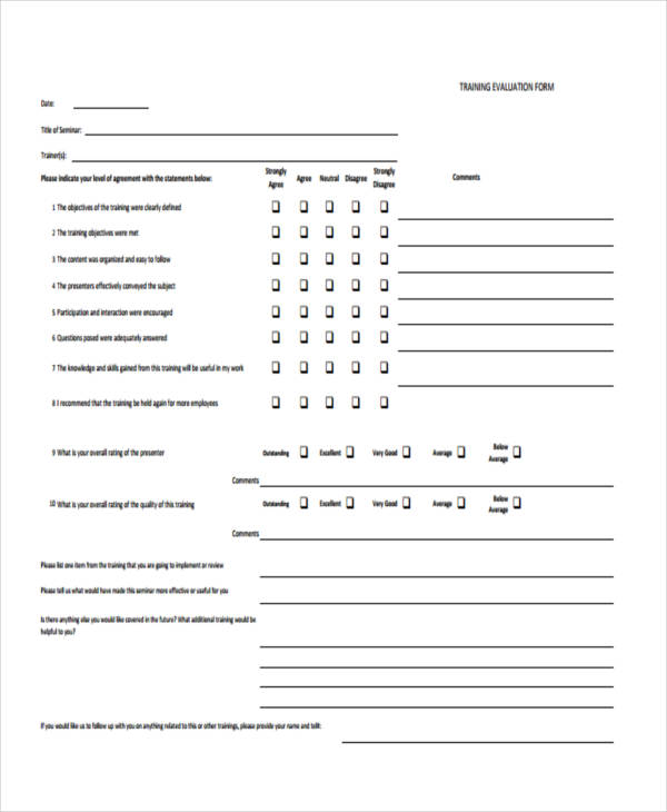 FREE 30+ Training Evaluation Form Samples, PDF, MS Word, Google Docs