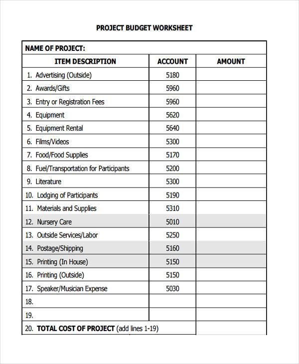 project budget worksheet form1