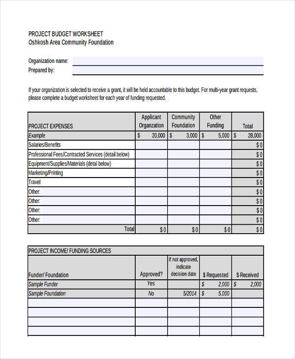 project budget worksheet form2