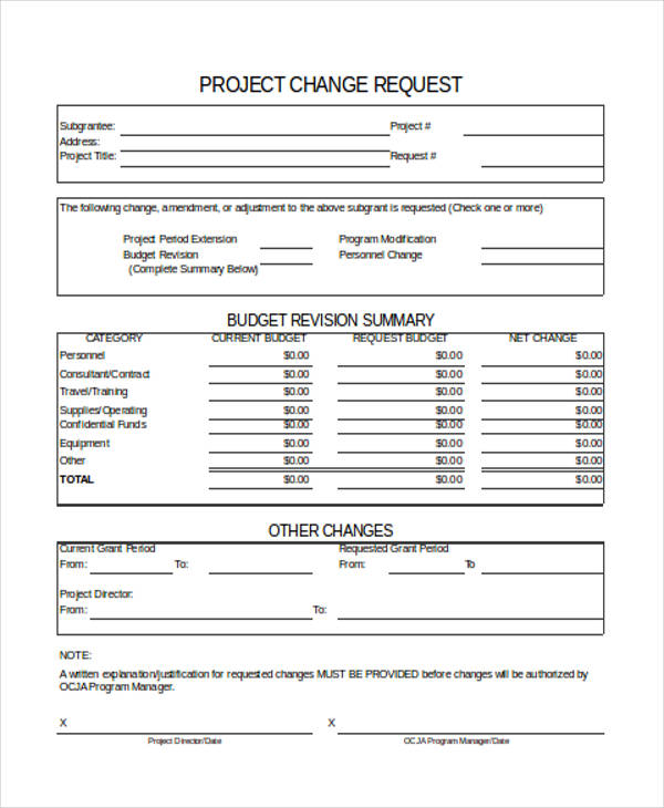 project change request form2