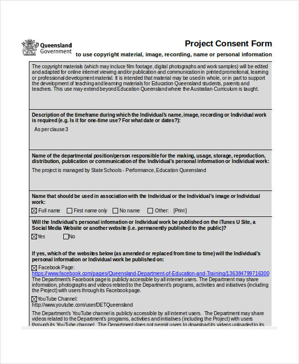 project consent form example