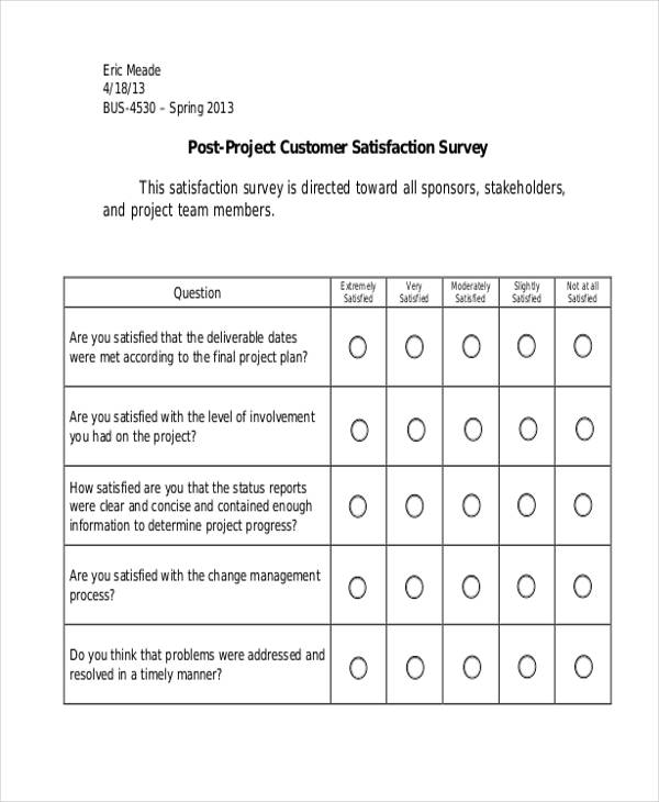 project customer satisfaction feedback form