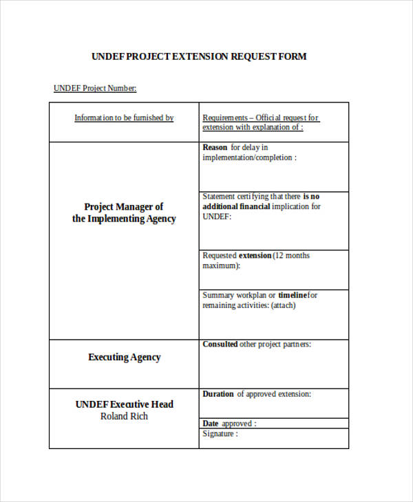 project extension request form