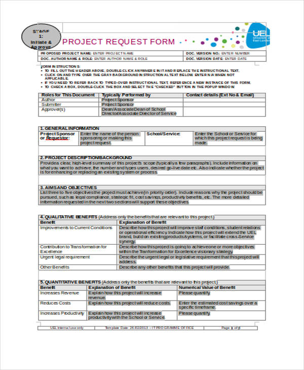 project request form