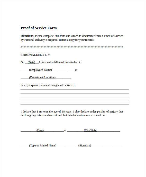 proof service form