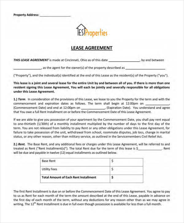 property lease agreement pdf