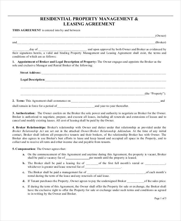 property management lease agreement