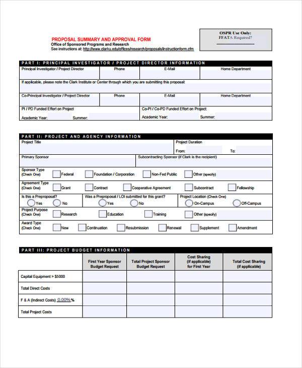 7+ Proposal Summary Form Samples - Free Sample, Example 