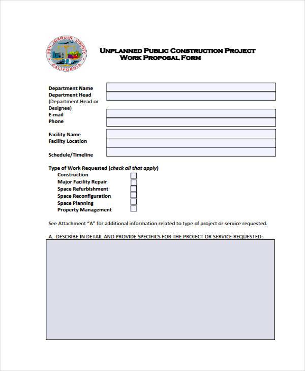 public construction proposal form example