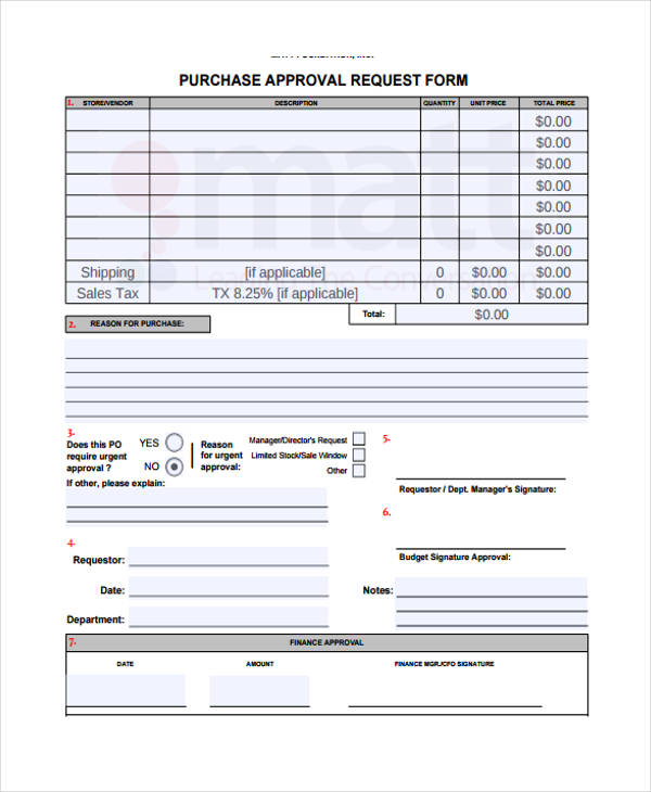 purchase approval request form