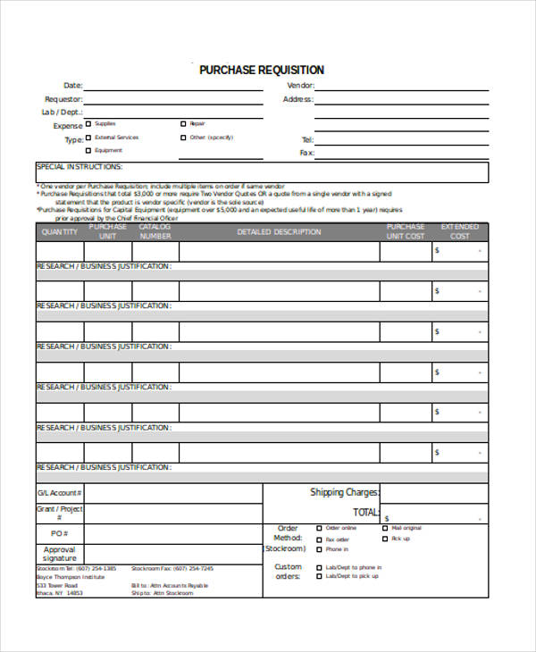 Free 27 Requisition Forms In Excel