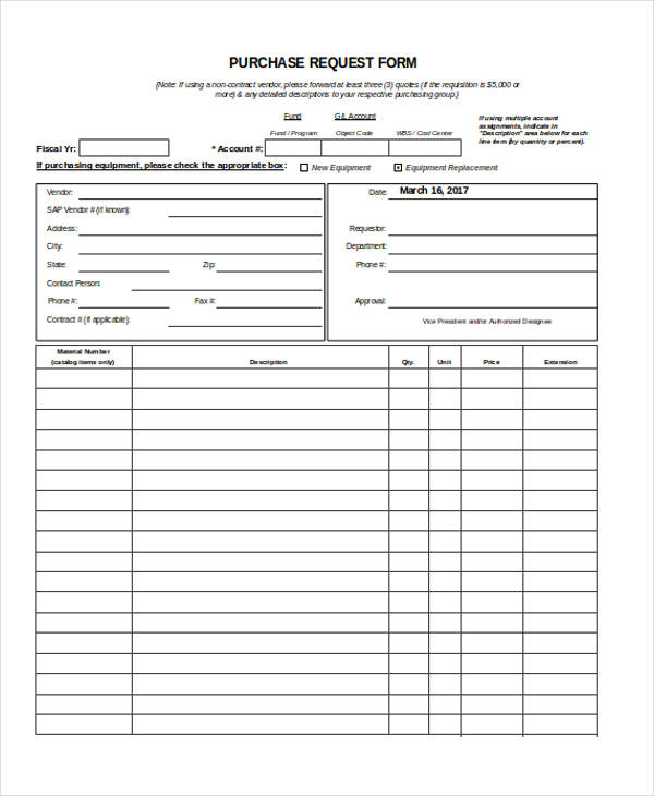 Excel Request Form Template