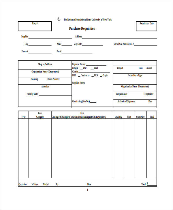 purchase requisition form pdf