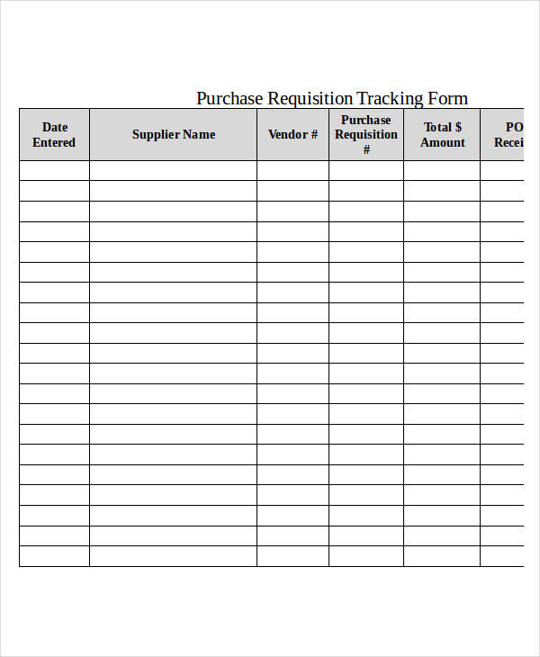 purchase requisition tracking form