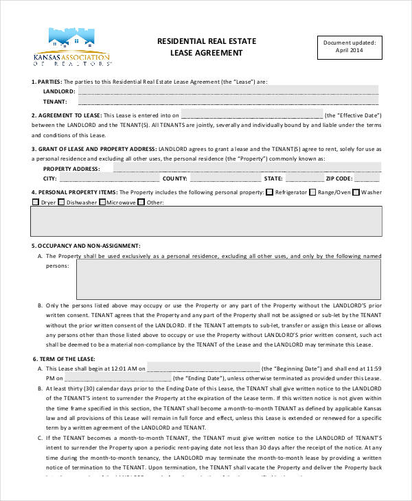 real estate lease agreement pdf