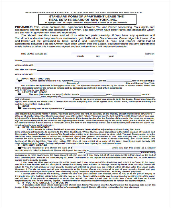 real estate rental lease agreement