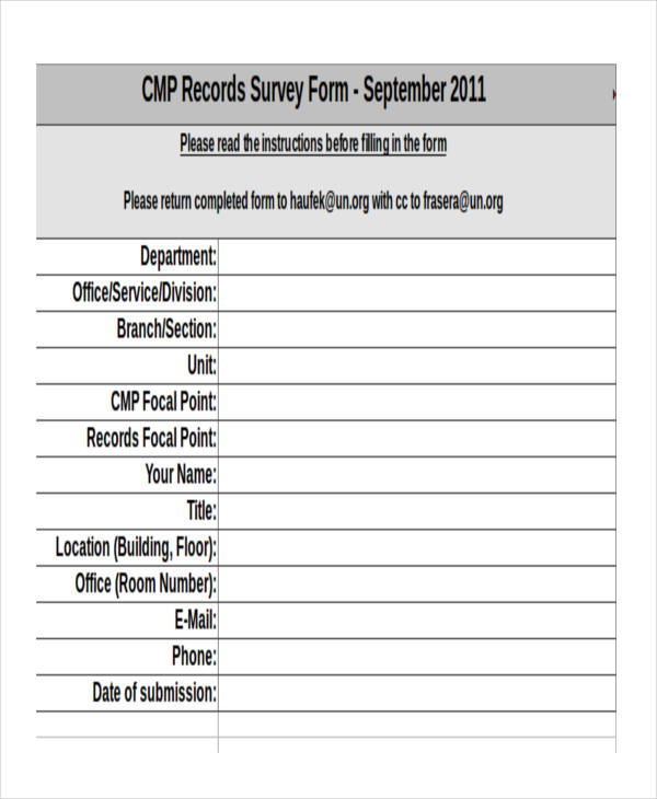 records survey form