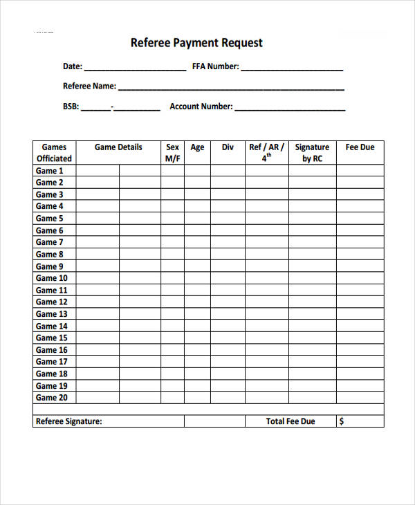 referee payment request form