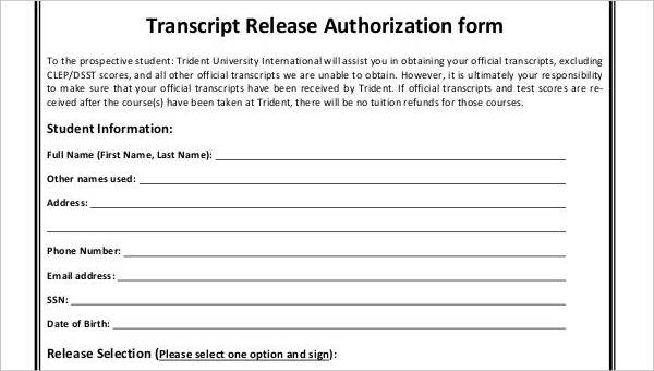 release authorization form samples