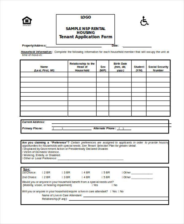 rental housing application form
