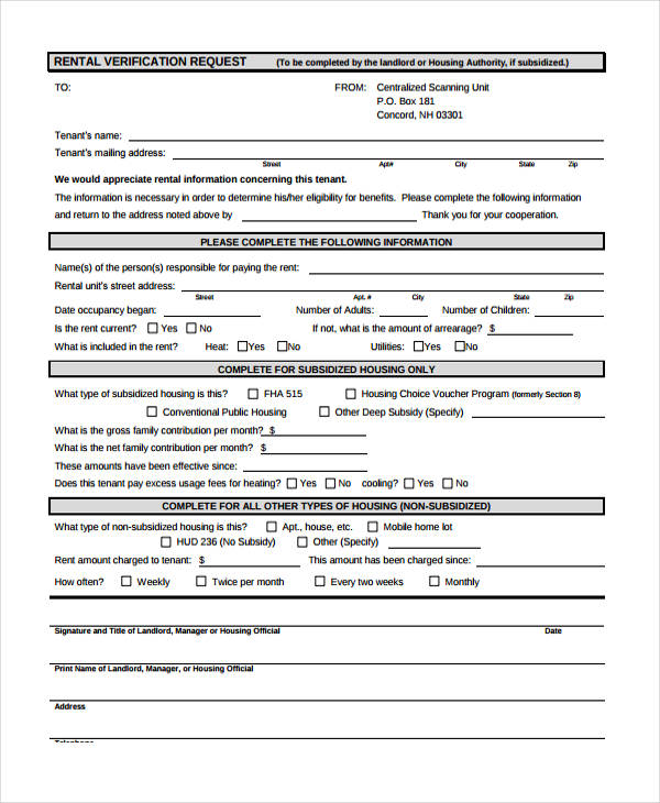 rental income verification form