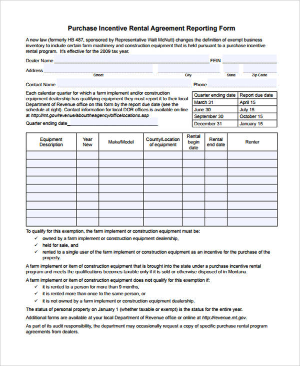 rental purchase agreement form example