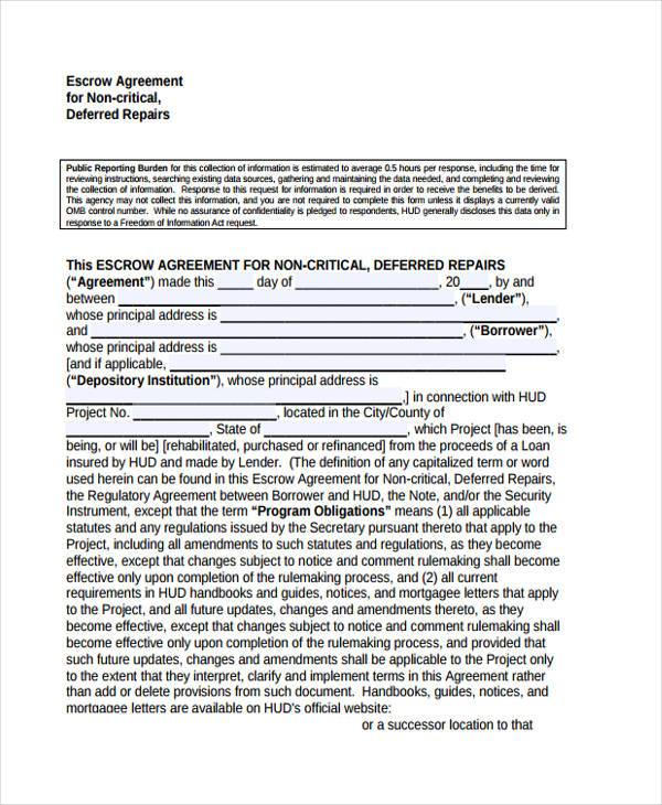 FREE 11+ Escrow Agreement Forms in PDF | MS Word