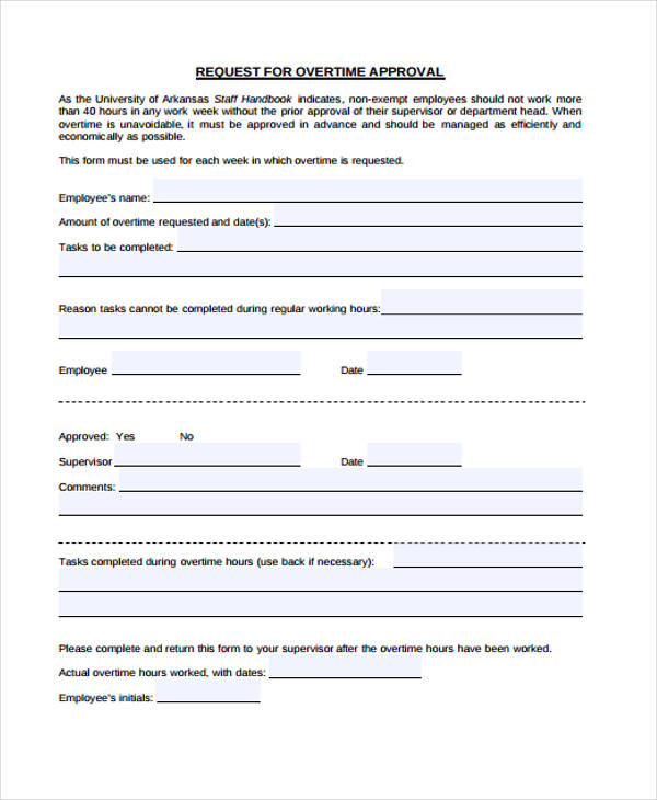 request for overtime approval form