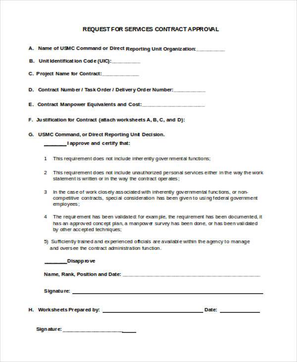 request for service contract approval form