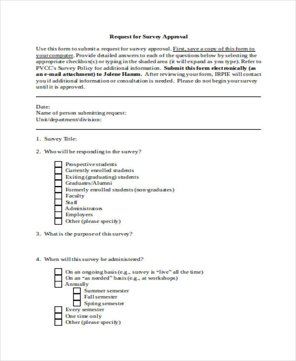 request survey approval form