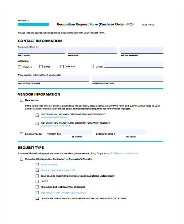 requisition request form pdf