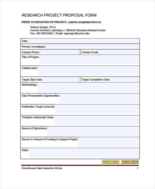 research project proposal form