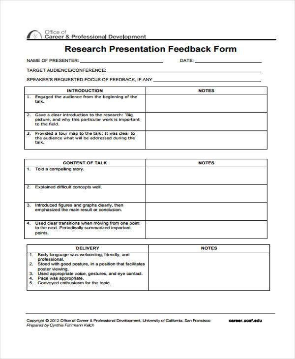 feedback for poster presentation