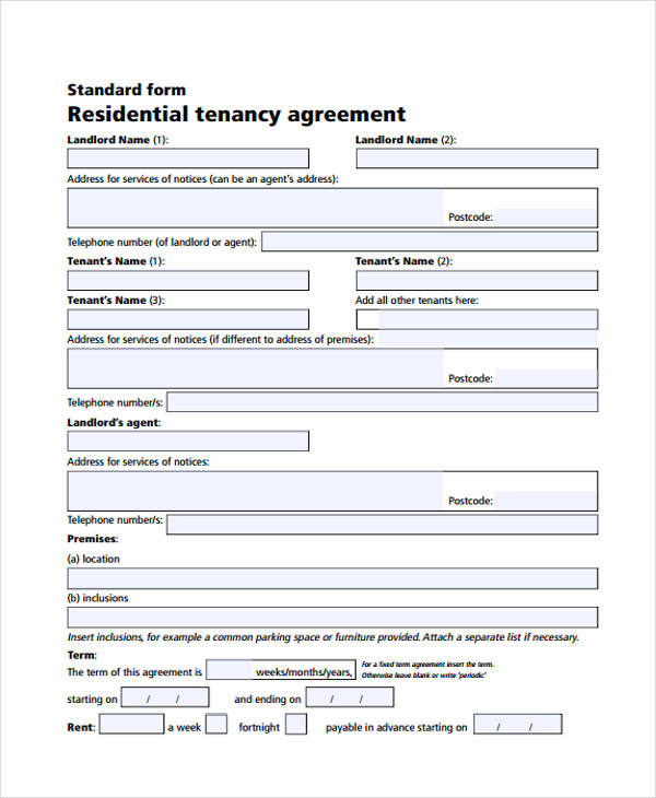 residential tenancy contract agreement form1
