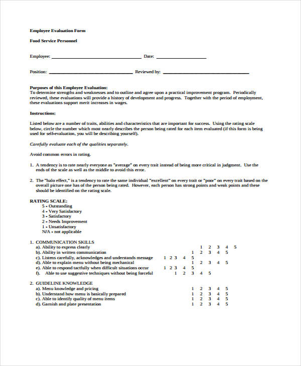 FREE 32+ Employee Evaluation Forms in PDF | MS Word | Excel