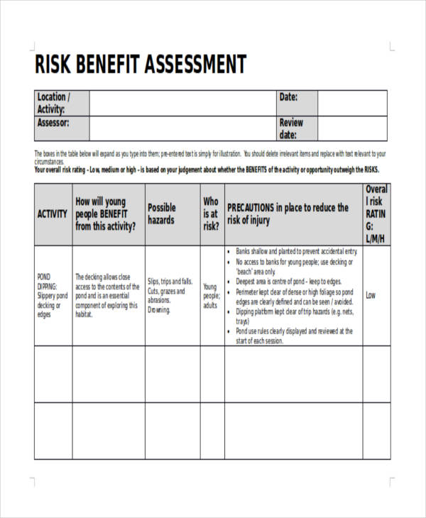 Risk Benefit Analysis Template
