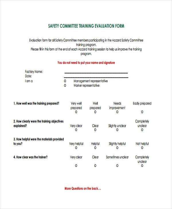 safety committee training evaluation form1