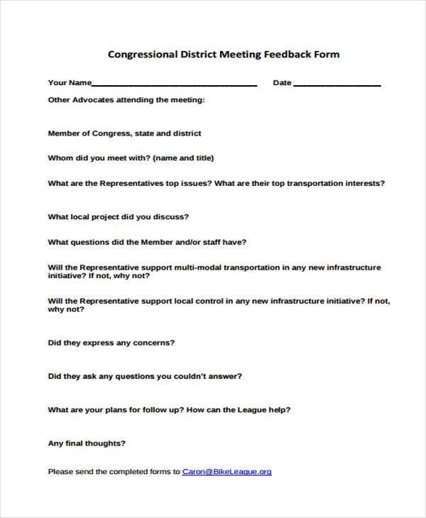 sales meeting feedback form